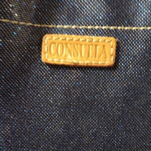 Consuela tote large dark blue glitter canvas with coating